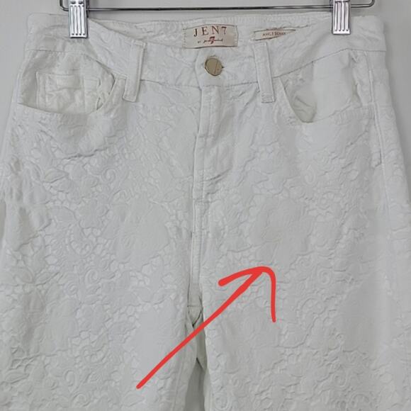 JEN7 by 7 For All Mankind White Lace Ankle Skinny Jeans Size 4 FLAWED - Picture 8 of 14